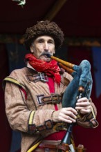 Bagpipers, musician, medieval clothing, medieval market, city of Esslingen, district of Esslingen,