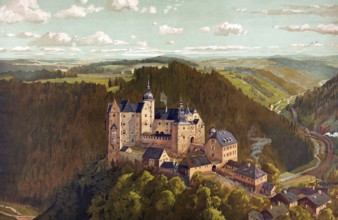 Lauenstein Castle in the Franconian Forest, Upper Franconia, Bavaria, Germany, authentic