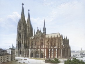 Cologne Cathedral, Hohe Domkirche zu KÃ¶ln, North Rhine-Westphalia, Germany, authentic reproduction