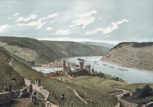 The Rhine breakthrough near Bingen and the Rheingau, Rhineland-Palatinate, Germany, authentic
