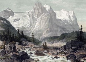 Wellhorn, mountain in the Bernese Alps and Wetterhorn, Bernese Oberland, Switzerland, authentic