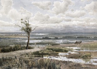 Landscape in Polesia, also Polessia or Podlesia, a historical landscape in Poland, Belarus, Ukraine