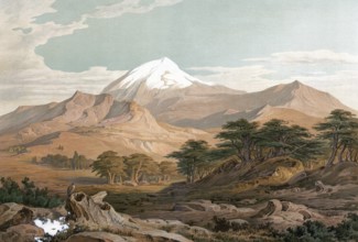 Mount Lebanon, authentic reproduction of a school mural, historical, around 1900