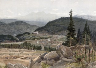 Landscape in the Urals, 2200 km long mountain range extending in a north-south direction through