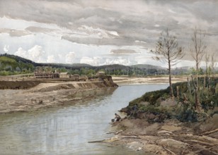 Landscape on the Amur River, or Heilong Jiang, a 2824 kilometer long river in China and Russia