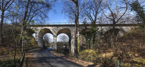 Historic stone railway viaduct in Lauf, built in 1876, Lauf an der Pegnitz, Middle Franconia,