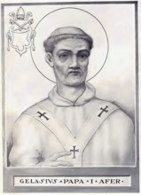 Gelasius I (d. 21 November 496?) was bishop of Rome from 1 March 492 until his death and thus Roman
