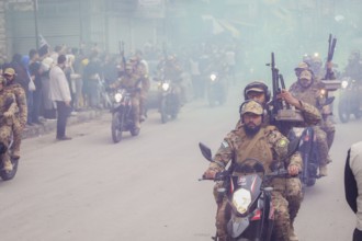 Aleppo, Syria â€“ December 08, 2025: The Syrian Army and Public Security forces hold a military