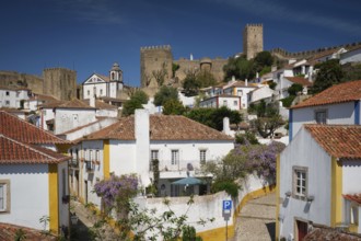 Obidos town featuring white houses, vibrant rooftops, and the impressive medieval castle under a