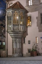 Illuminated Sebalder Choerlein at Sebald-Pfarrhaus, Nuremberg, Middle Franconia, Bavaria, Germany