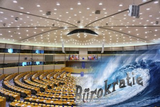 Symbolic photo, bureaucracy as a tsunami threatening the EU and Germany, EU Parliament Brussels,