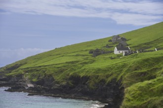 Renovated house and ruins, Great Blasket Island, Dunquin, Kerry, Ireland