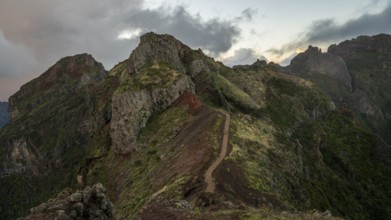 Sunset at Pico do Arieiro, hiking trail PR1, Madeira, Portugal
