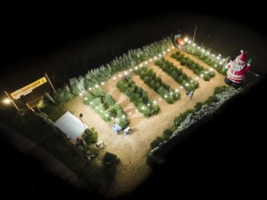 In a Christmas tree centre near Frankfurt am Main there is a decorative inflatable figure of Father