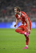 Harry Kane FC Bayern Muenchen FCB (09) removes dirt from football boots, clay, Champions League,