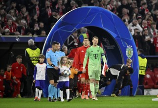 Teams enter the pitch through CL Arch arch Referee Referee Nicholas Nick Walsh (SCO) and children's