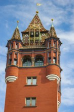Exterior view of the tower at the Red Town Hall, Market Square, Basel