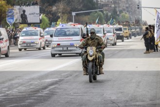 Damascus, Syria â€“ December 08, 2025: A military parade by Syrian army units marking the first