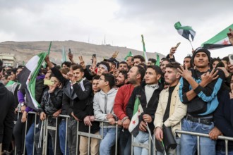 Damascus, Syria â€“ December 08, 2025: Thousands of Syrians gather in the iconic Umayyad Square in