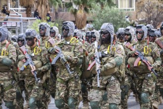 Damascus, Syria â€“ December 08, 2025: A military parade by Syrian army units marking the first