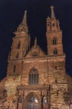 Basel Cathedral at night, Basel