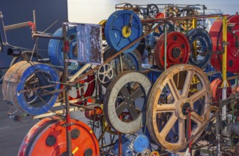 Historical technology installation in the Tinguely Museum, Basel