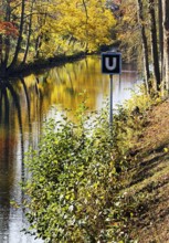 The river Lippe am Lippertor with the artwork Hel by Livia Theuer and Daniel Roskamp,