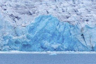 Lilliehöökbreen glacier in summer debouching into Lilliehöök Fjord, Lilliehöökfjorden, branch of
