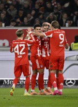 Goal celebration Lennart Karl Bayern Munich FCB (42) Harry Kane FC Bayern Munich FCB (09) Josip