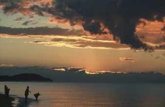 Sunrise over Lake Malawi near Kande, Malawi, Africa, July 2000, vintage, retro, old, historic