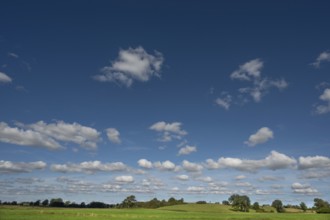 Cloudy sky with landscape, Mecklenburg-Western Pomerania, Germany