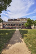 Café, system catering, Cafe Del Sol, historic building, hall, colonnades, parks, trees, lawn,