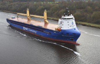 The new cargo ship, cargo ship, BBC SAO PAULO sails through the Kiel Canal, NOK, Kiel Canal,