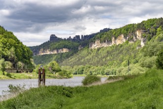 Elbe and landscape near in Schmilka, Bad Schandau, Saxony, Germany