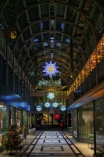 Night view, Calwer Passage, shopping mall, covered, decorated for Christmas, decoration, Christmas