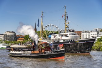 Steam tug Claus D. at the arrival parade of ships and sailboats, Hafengeburtstag Hamburg 2025 in