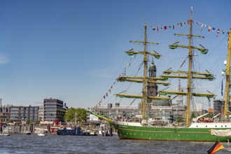 The tall ship Alexander von Humboldt II at the arrival parade of ships and sailboats at
