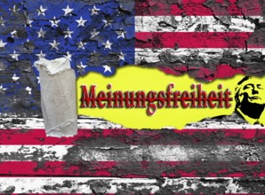 Symbolic image, freedom of speech according to Trump's liking, autocracy, dismantling of the rule