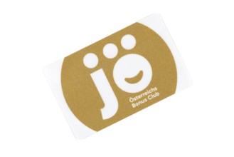 Austrian bonus club card with golden Joe logo on white background