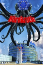 Symbolic photo, bureaucracy as an octopus threatening the EU and Germany, flood of paragraphs,
