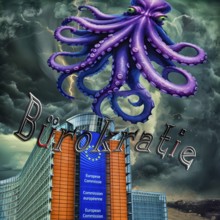 Symbolic photo, bureaucracy as an octopus threatening the EU and Germany, flood of paragraphs,