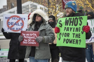 Detroit, Michigan - Residents picket DTE Energy, opposing the electric utility's plan to provide