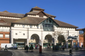 Modern architecture Buttermarket shopping centre, town centre Ipswich, Suffolk, England, UK built
