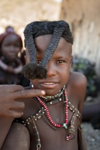 Portrait, Himba girl, traditional Himba village, Kaokoveld, Kunene, Namibia
