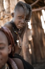 Portrait, Himba child, traditional Himba village, Kaokoveld, Kunene, Namibia