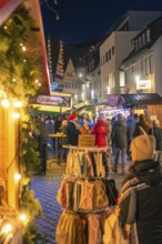 Lively Christmas market at night with huts and lights, Christmas market 2025, Nagold, Black Forest,