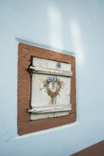 Painted window shop, Wissembourg, Biograd na Moru, Alsace, Bas-Rhin Department, France