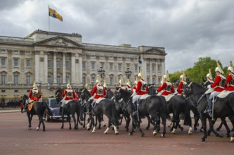 Household Cavalry Mounted Regiment during a parade in front of Buckingham Palace, London, Great