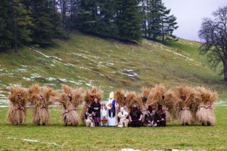 Nikolaus and Engerl with Buttnmandl and Krampus, Bischofswiesen, Berchtesgadener Land, Upper