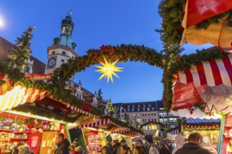 Leipzig Christmas market on the market in front of the Old Town Hall, Leipzig, Saxony, Germany